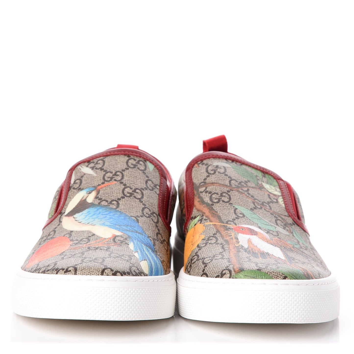 GG Supreme Monogram Tian Mens Dublin Slip On Sneakers 10 Beige Multicolor Red