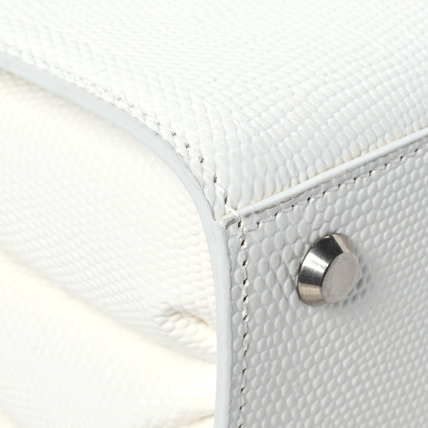 Patent Calfskin Lizard Embossed Medium Ghost Shoulder Bag Optic White