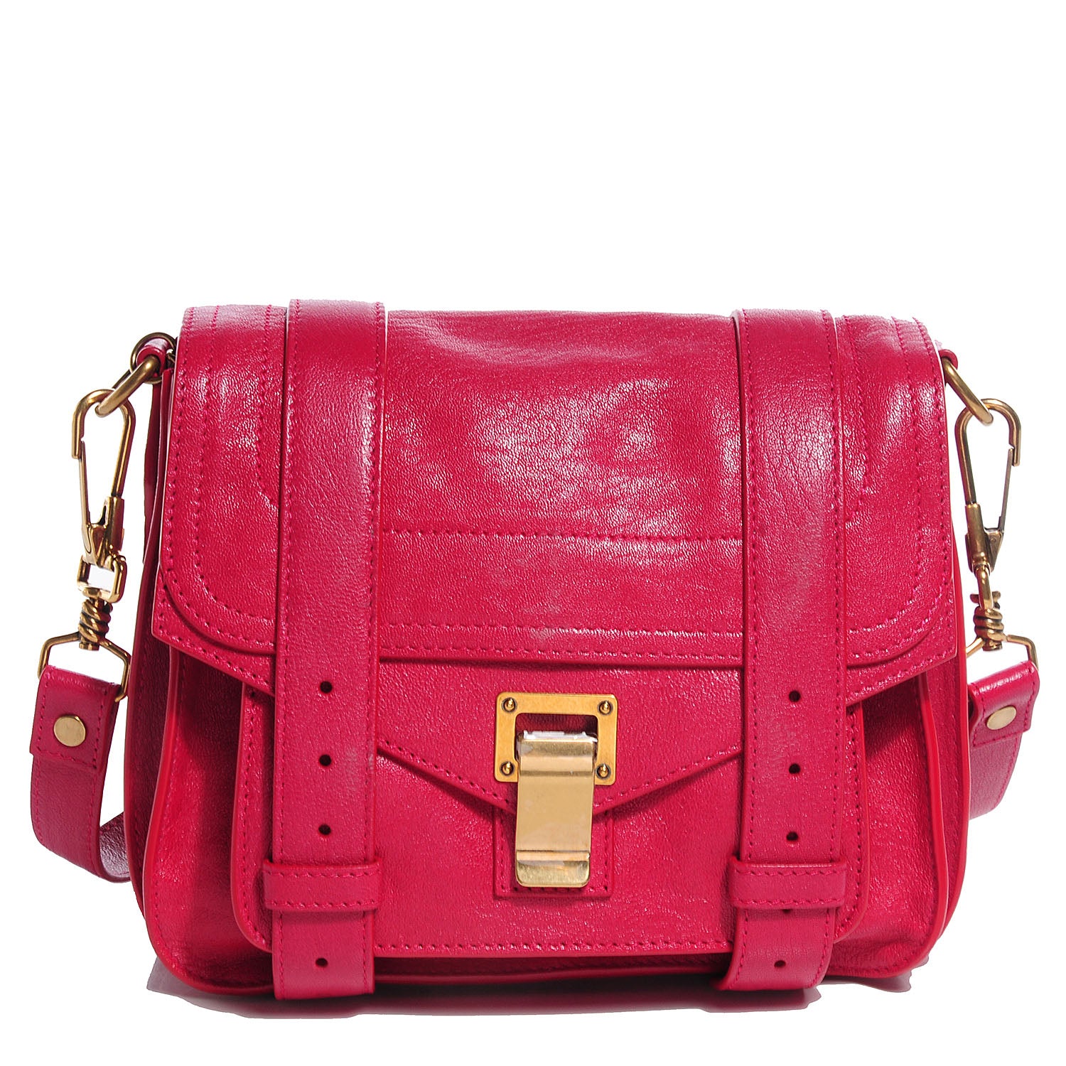 Proenza Schouler Lambskin PS1 Mini Pouch Messenger Bag Raspberry 1 of 11