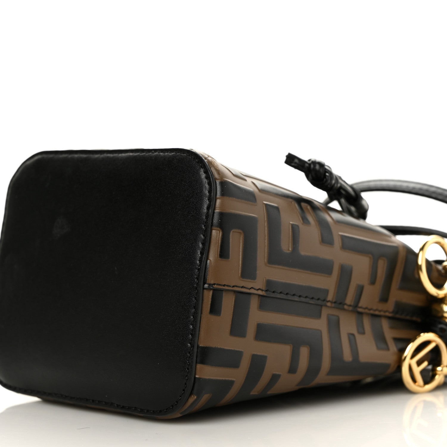 Fendi Vitello Liberty F is Fendi Bi-Color FF 1974 Embossed Mini Mon Tresor Bucket Bag Maya Black 9 of 10