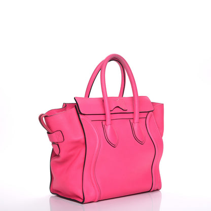 Celine Drummed Calfskin Mini Luggage Fluo Pink 3 of 7