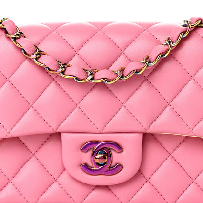 Chanel Lambskin Quilted Mini Rectangular Flap Pink Yellow 8 of 11
