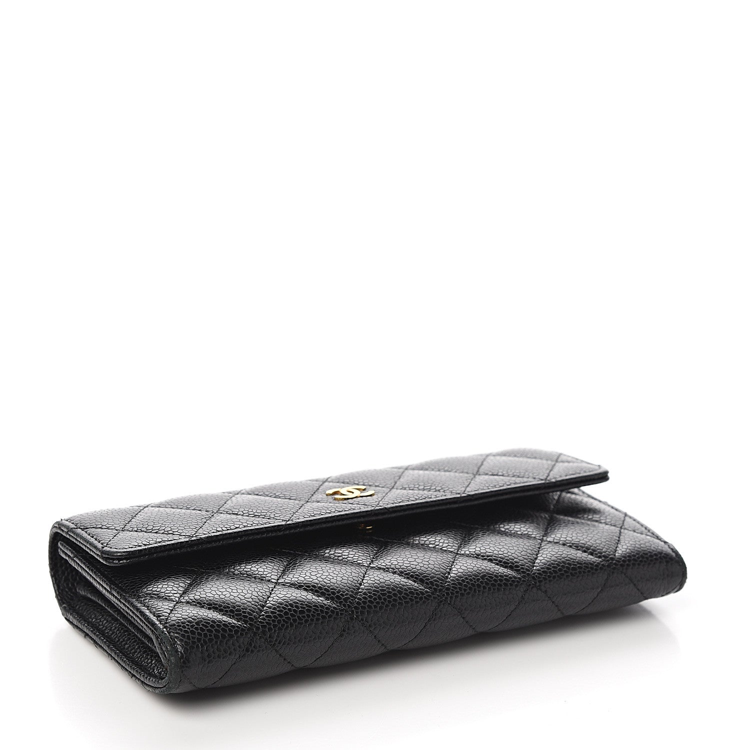 Chanel Caviar Quilted Large Gusset Flap Wallet Black 3 of 9