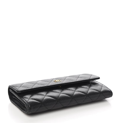Chanel Caviar Quilted Large Gusset Flap Wallet Black 3 of 9