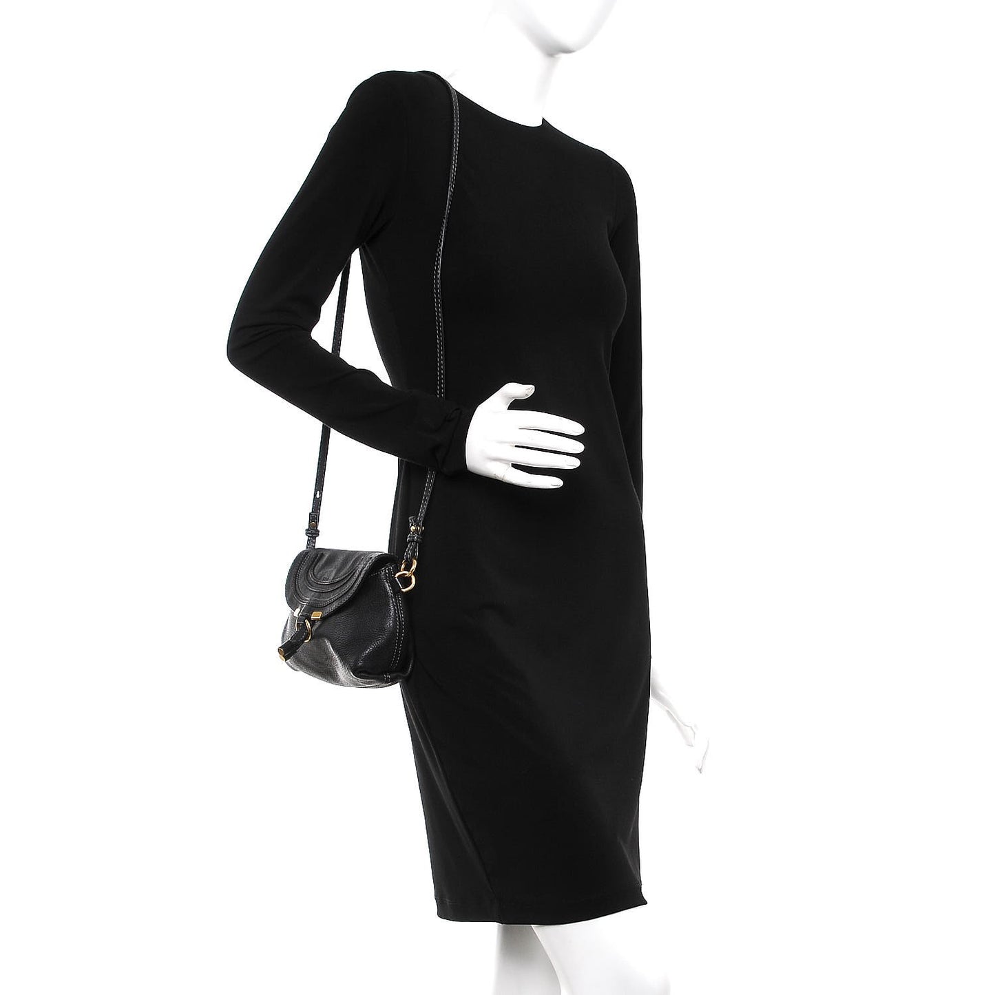 Calfskin Marcie Pochette Crossbody Bag Black