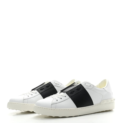 Valentino Garavani Calfskin Mens Rockstud Open Sneakers 41.5 White Black 3 of 8