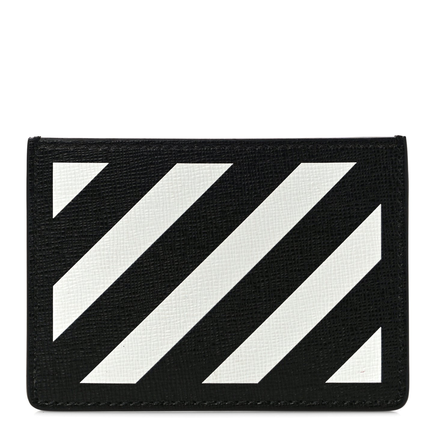 Saffiano Striped Diag Card Case Black White