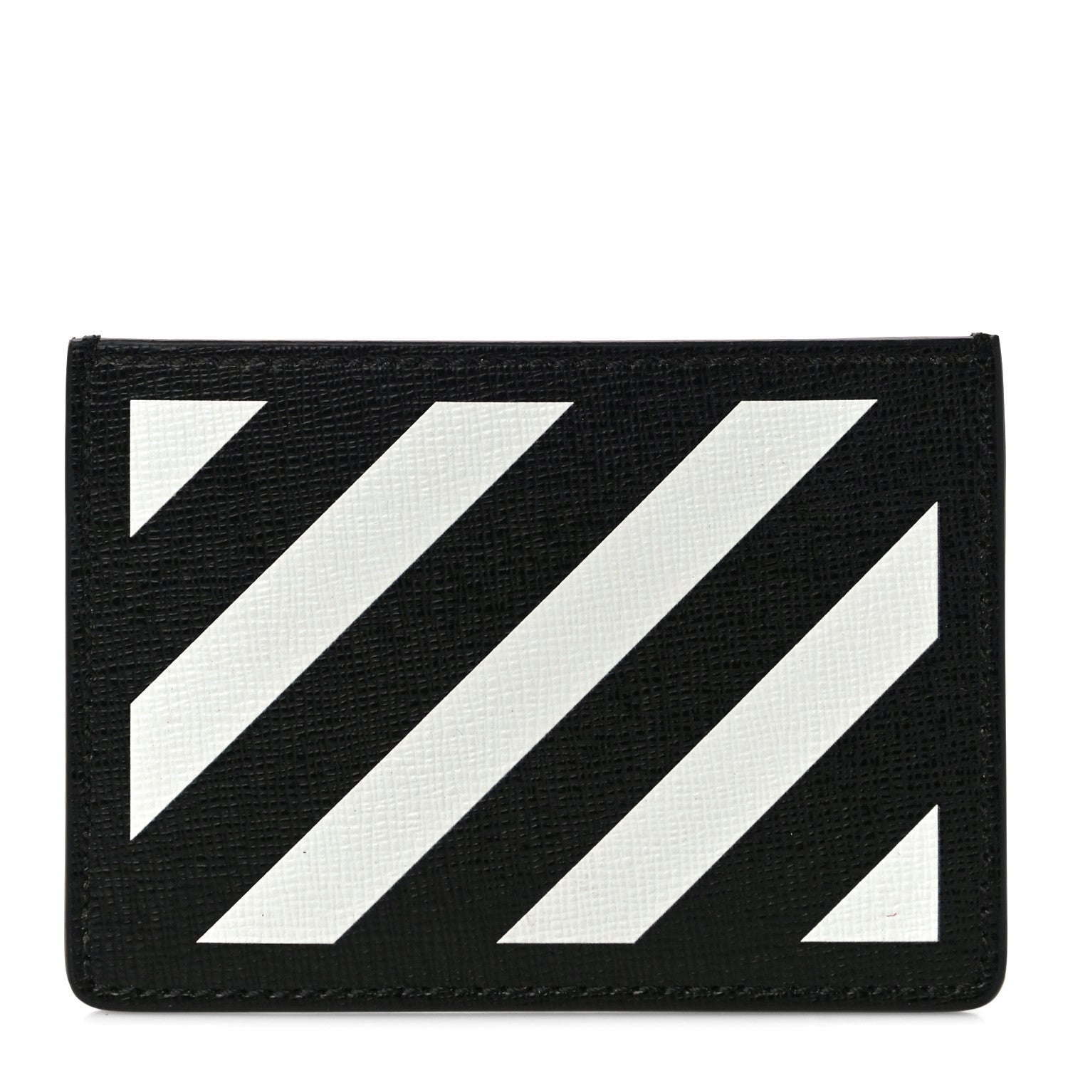 Off-White Saffiano Striped Diag Card Case Black White 1 of 9