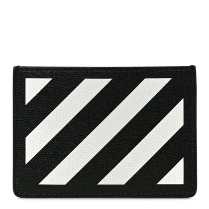 Off-White Saffiano Striped Diag Card Case Black White 1 of 9