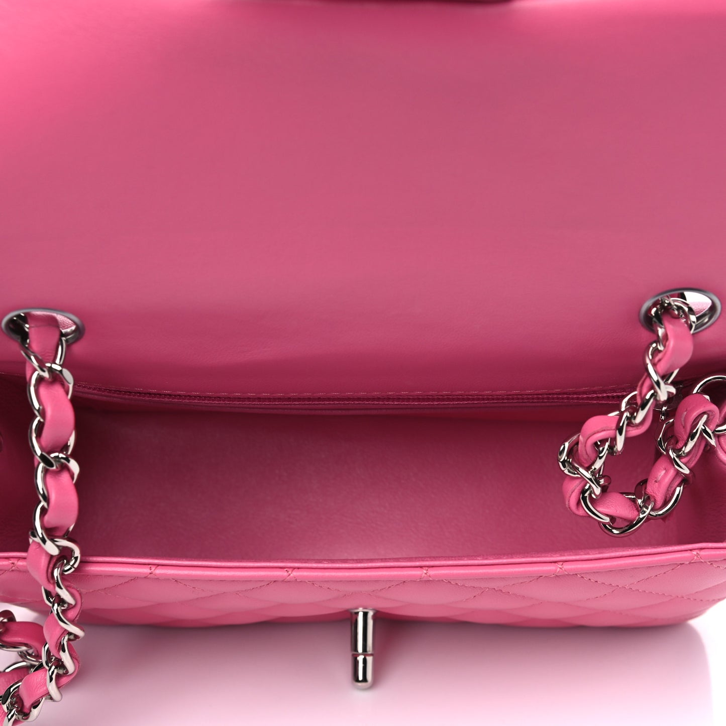 Lambskin Quilted Mini Rectangular Flap Pink