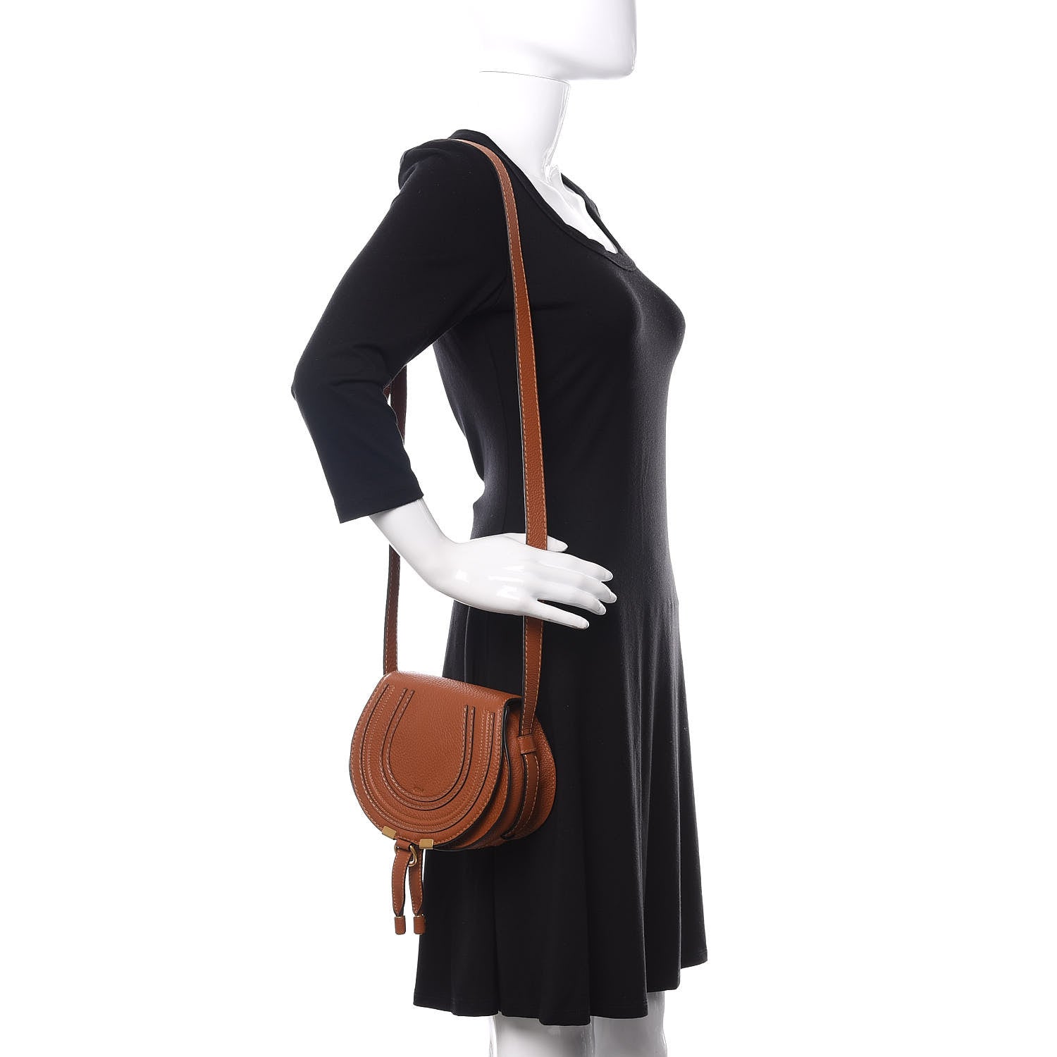Chloe Calfskin Mini Marcie Round Crossbody Bag Tan 2 of 9