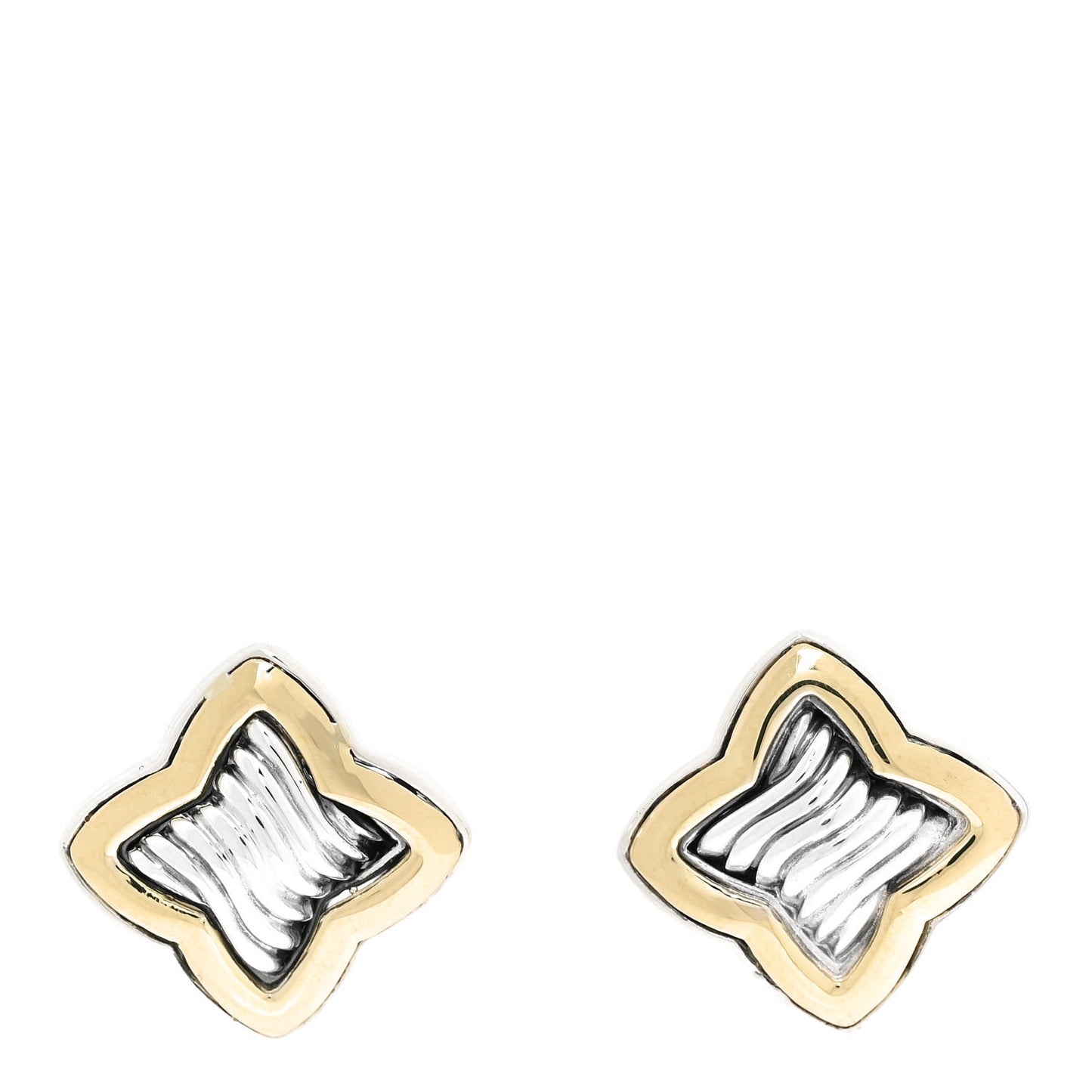 Sterling Silver 18K Yellow Gold Quatrefoil Earrings