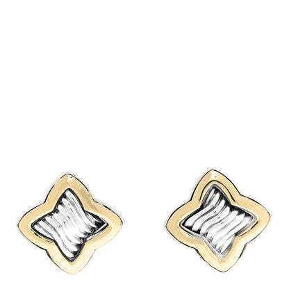 David Yurman Sterling Silver 18K Yellow Gold Quatrefoil Earrings 1 of 4