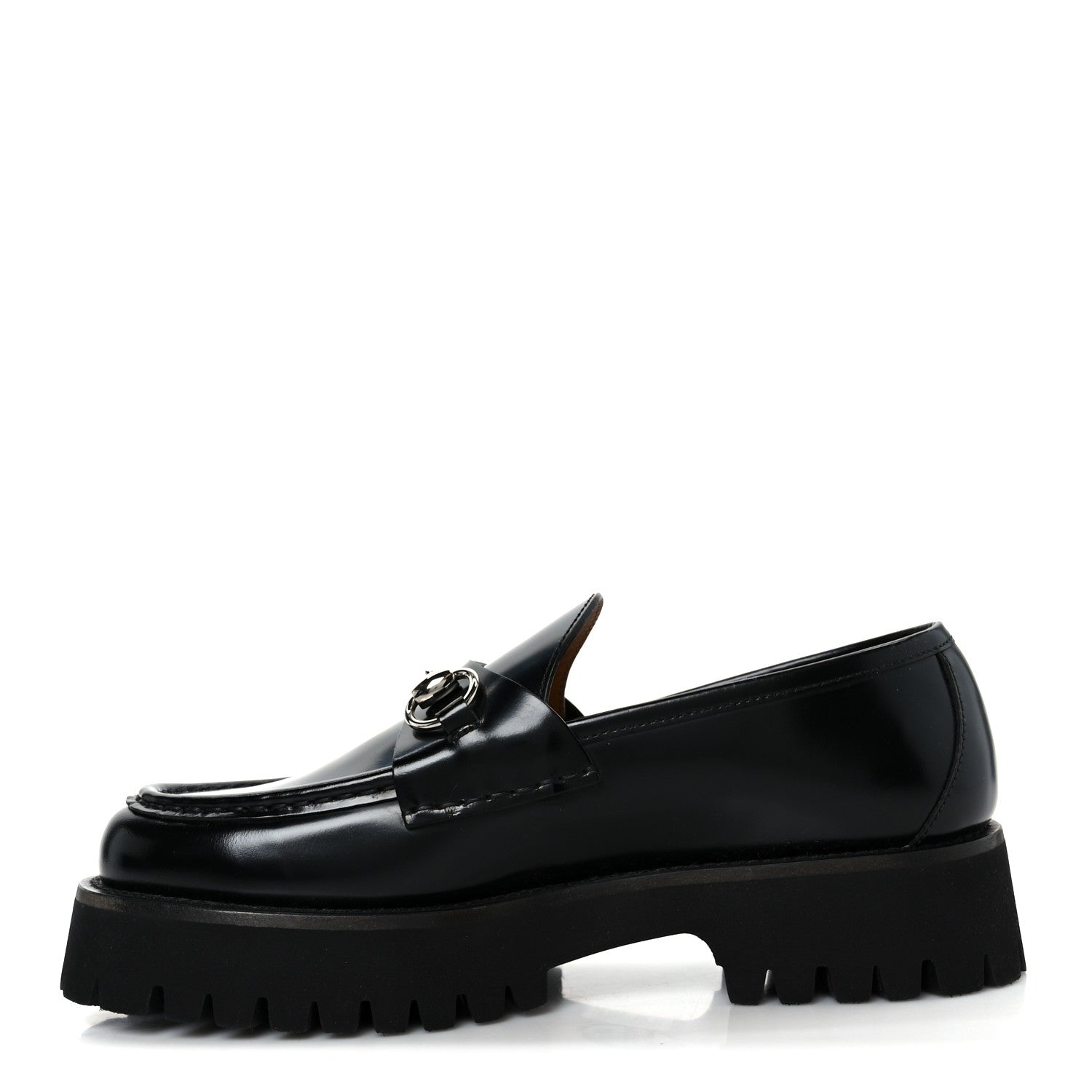 Gucci Cordovan Lux Womens Horsebit 45mm Platform Loafers 38 Black 1 of 10