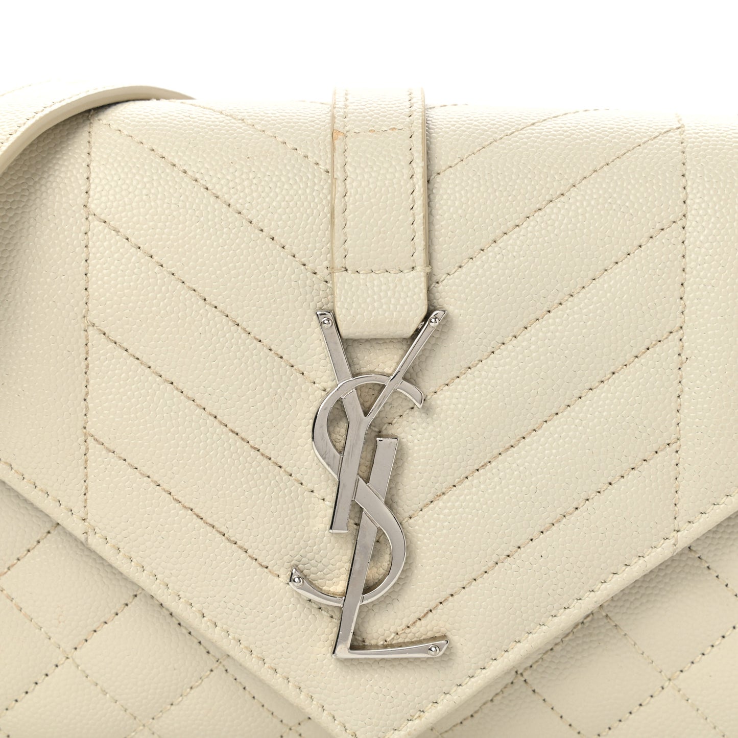 Grain De Poudre Textured Mixed Matelasse Triquilt Small Monogram Satchel Crema Soft