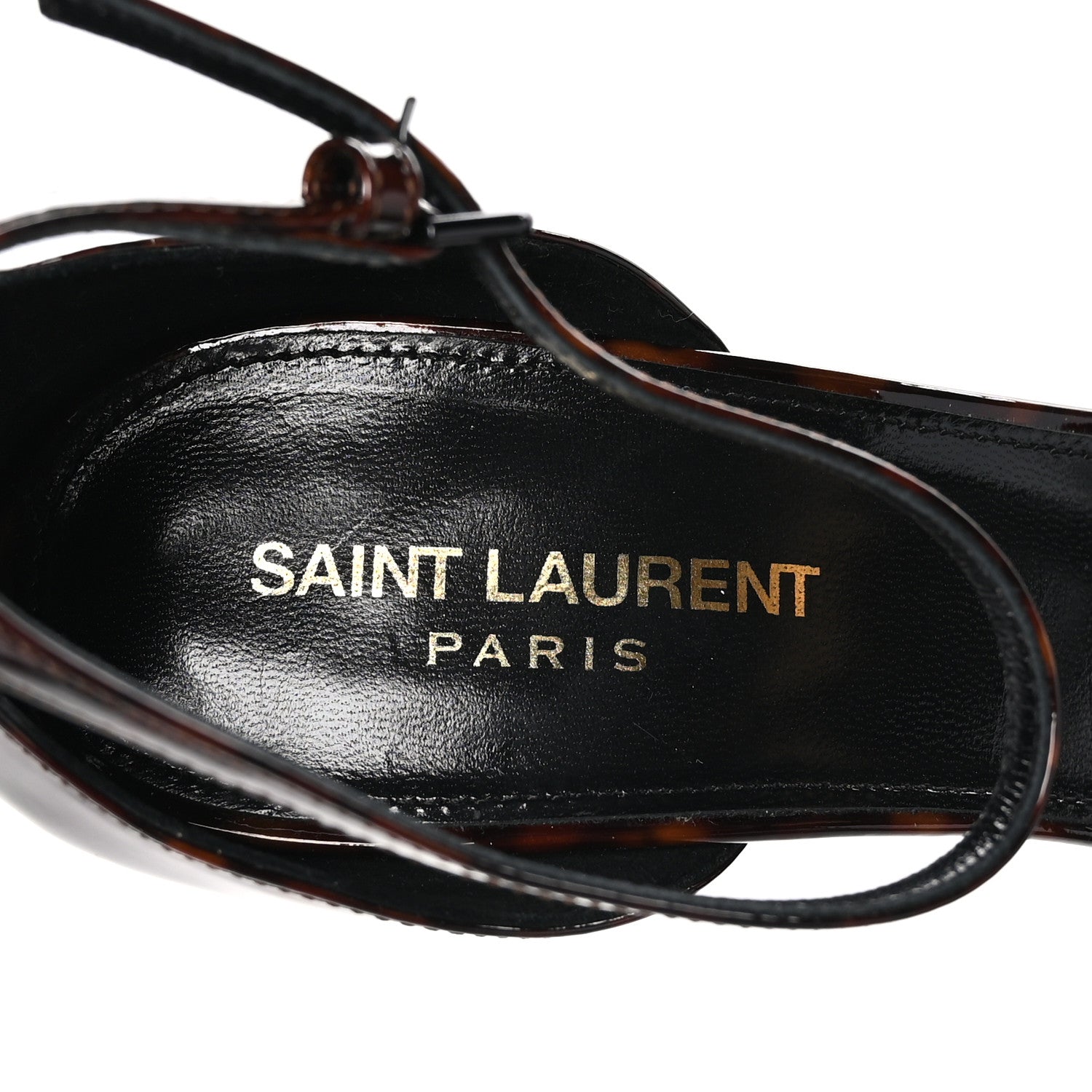 Saint Laurent Patent Calfskin Amber 105 Ankle Strap Sandals 40 Tortoiseshell 6 of 8