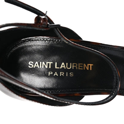 Saint Laurent Patent Calfskin Amber 105 Ankle Strap Sandals 40 Tortoiseshell 6 of 8