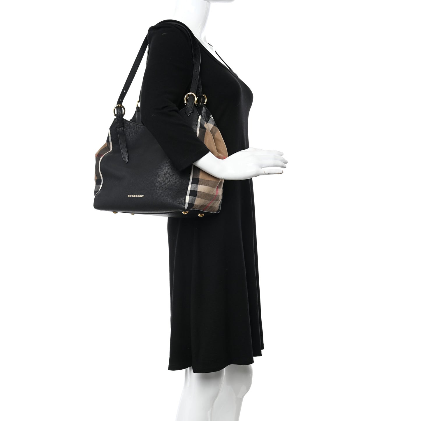 Grainy Calfskin House Check Small Canterbury Black