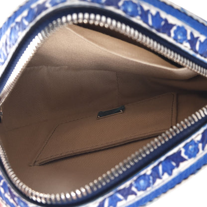 Dolce & Gabbana Calfskin Majolica Print Crossbody Blue White 5 of 6