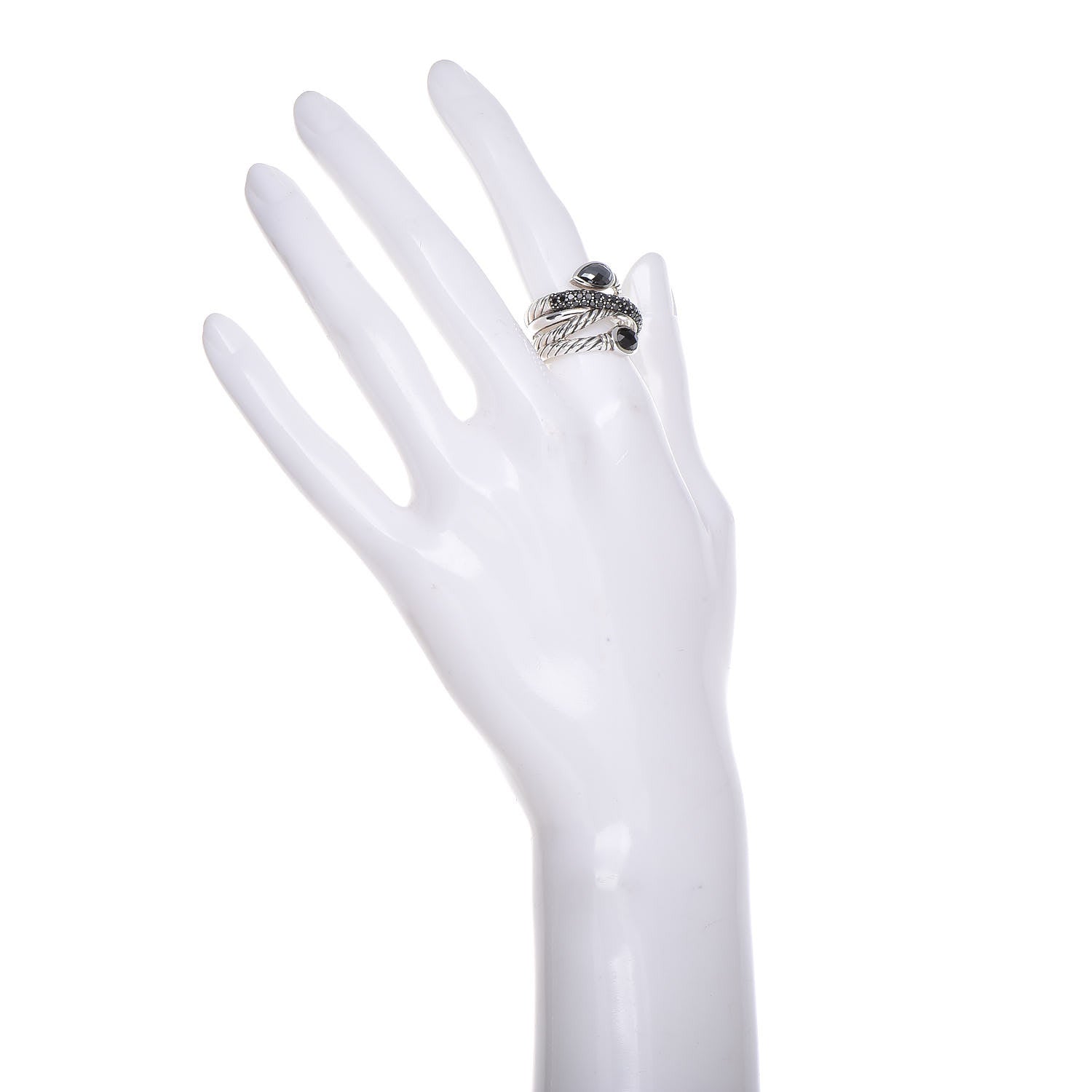 David Yurman Sterling Silver Black Diamond Hematite Black Onyx Renaissance Ring 53 6.5 2 of 5