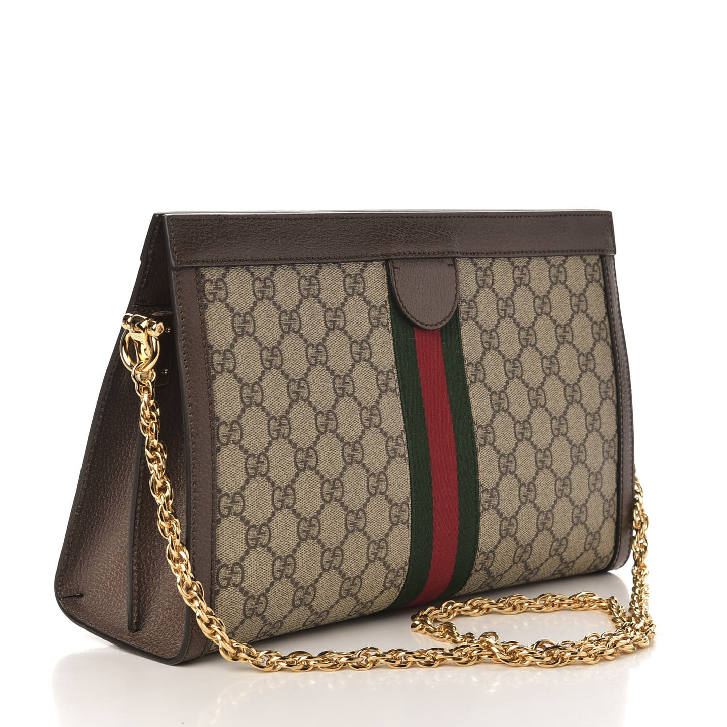 GG Supreme Monogram Web Medium Ophidia Chain Shoulder Bag Brown