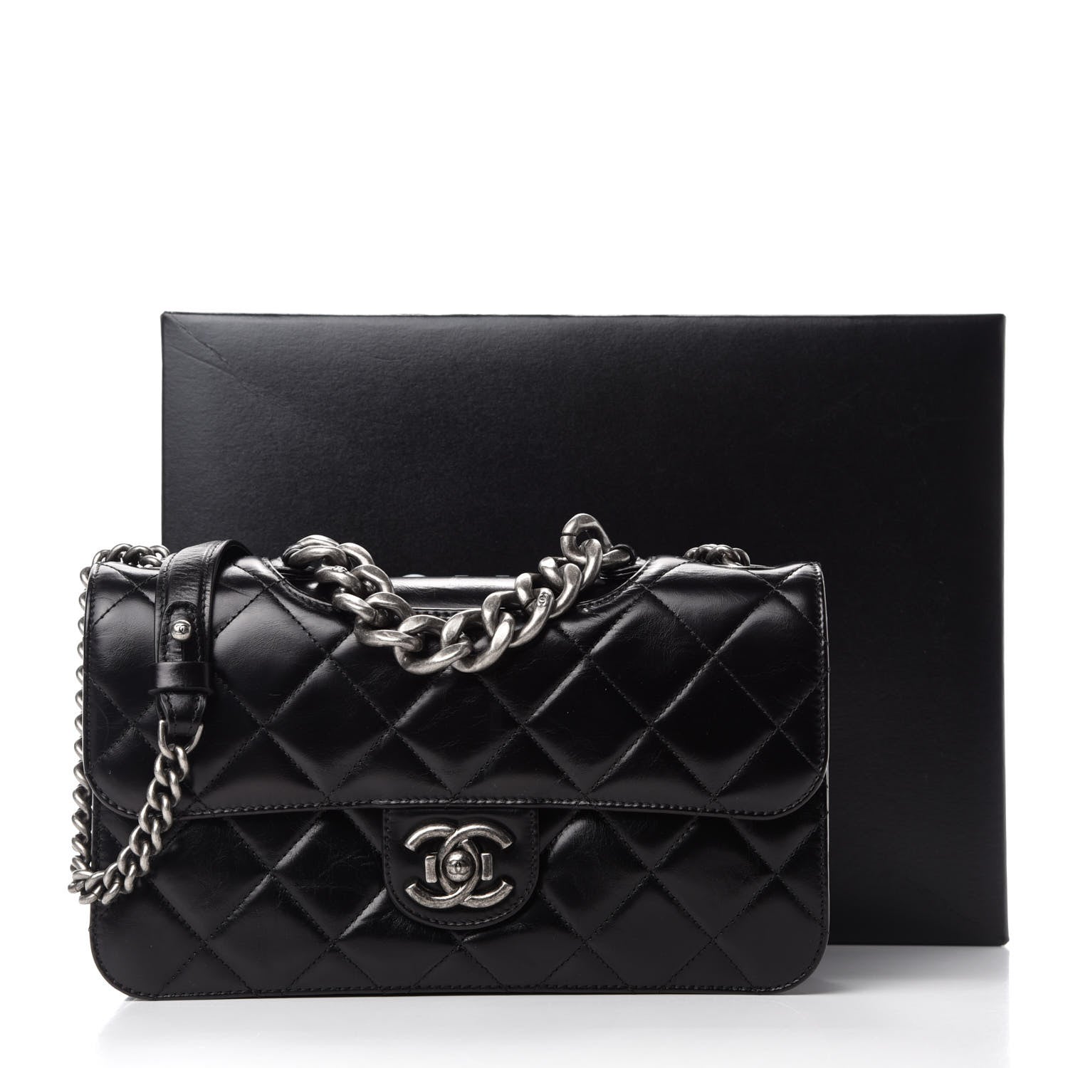 Chanel Glazed Calfskin Quilted Medium Perfect Edge Flap Black 12 of 12