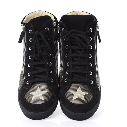Chanel Suede Mens High Top Sneakers 43 Black Gold 3 of 14