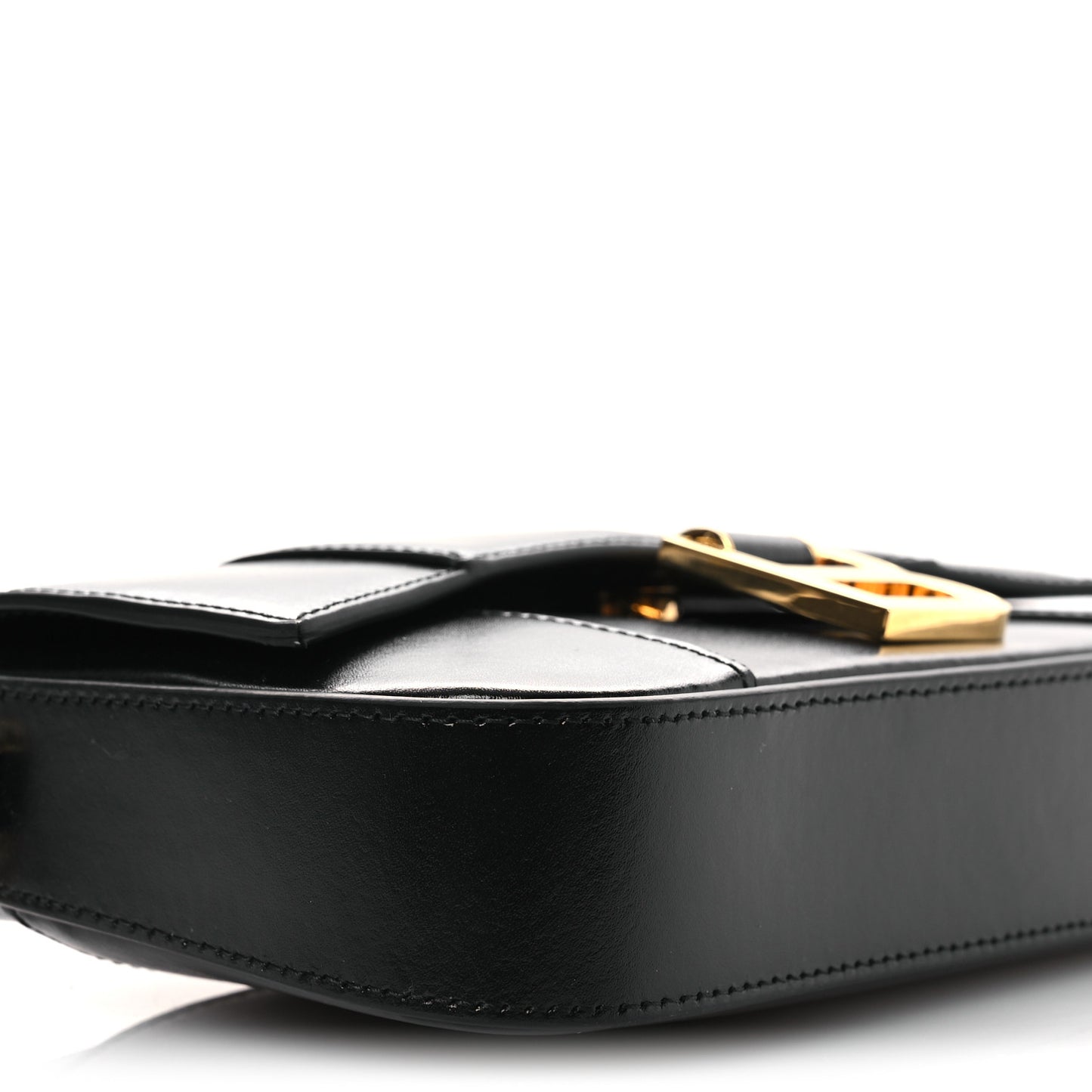 Natural Smooth Calfskin Small Hourglass Sling Bag Black