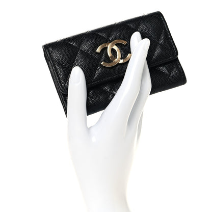 Chanel Caviar Quilted Striated CC Flap Card Holder Black 2 of 8