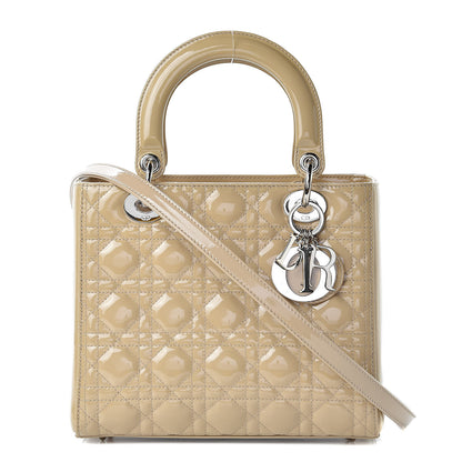 Christian Dior Patent Cannage Medium Lady Dior Beige 1 of 10