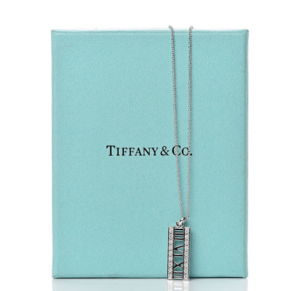 Tiffany 18K White Gold Diamond Atlas Bar Pendant Necklace 8 of 8