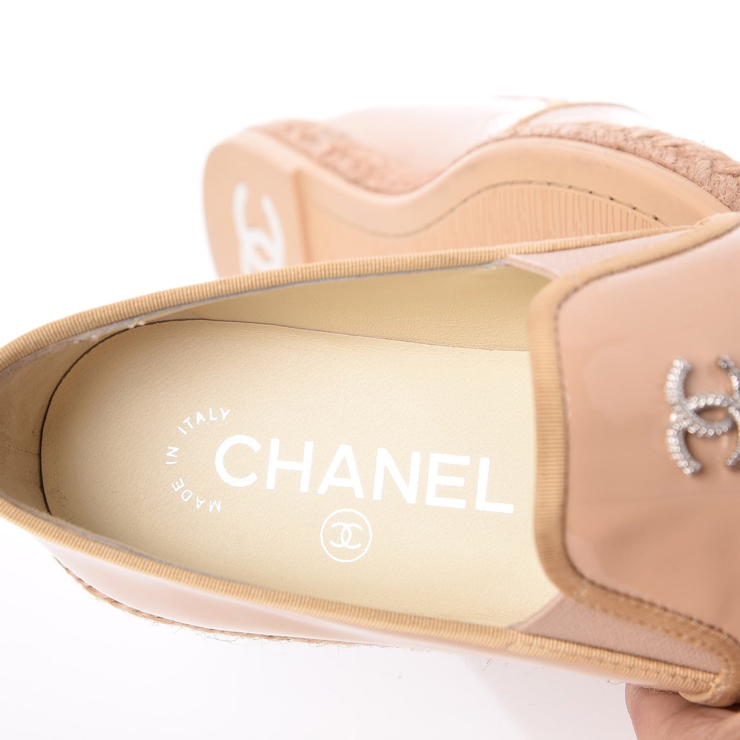 Patent CC Loafers Espadrille 35 Beige