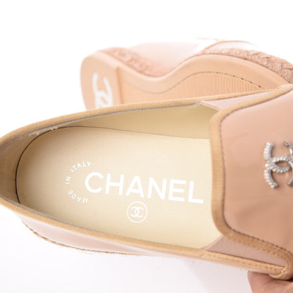 Chanel Patent CC Loafers Espadrille 35 Beige 7 of 9