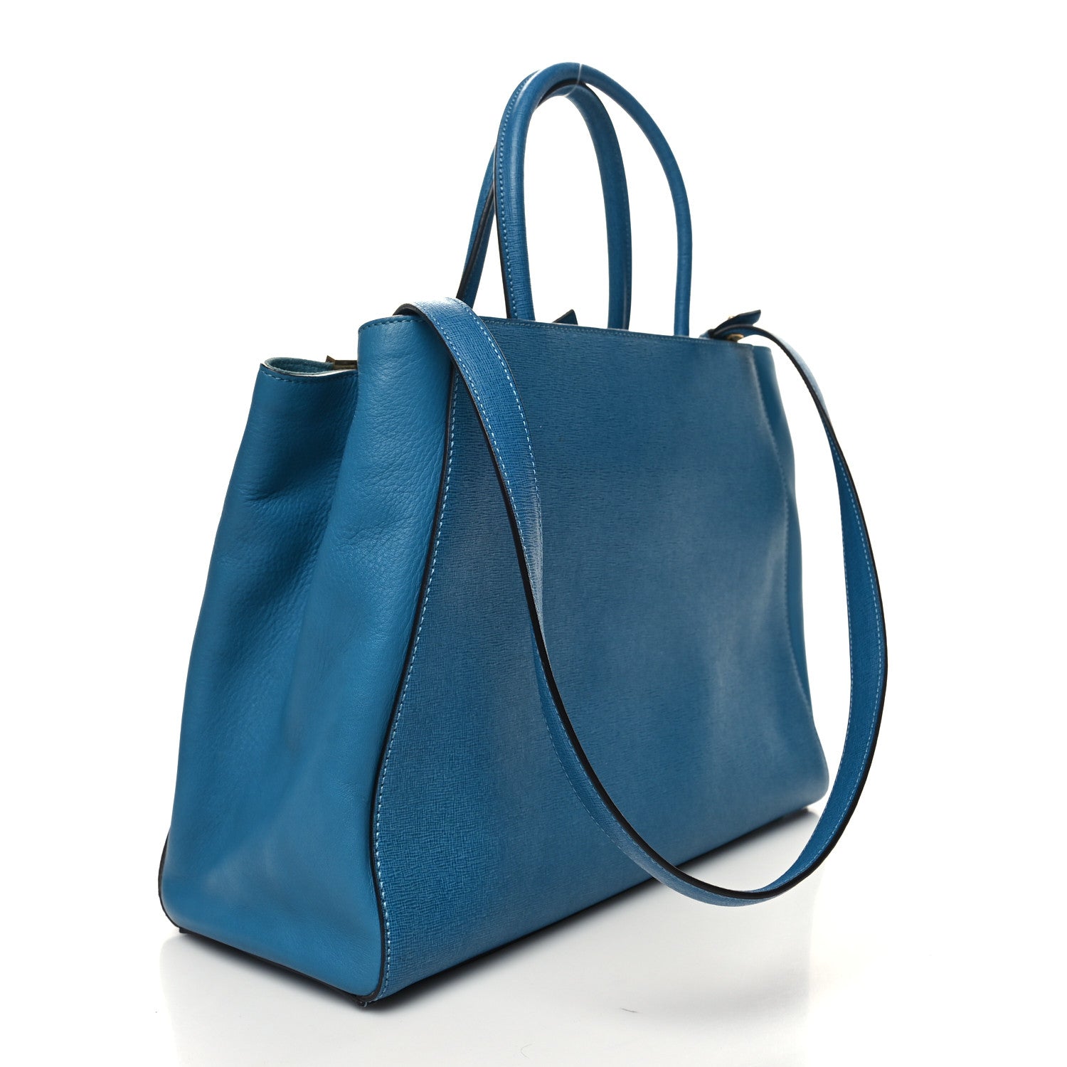 Fendi Vitello Elite Regular 2Jours Tote Blue Cobalto 3 of 12