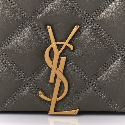 Saint Laurent Lambskin Quilted Mini Becky Chain Bag Grey Kaki 9 of 12