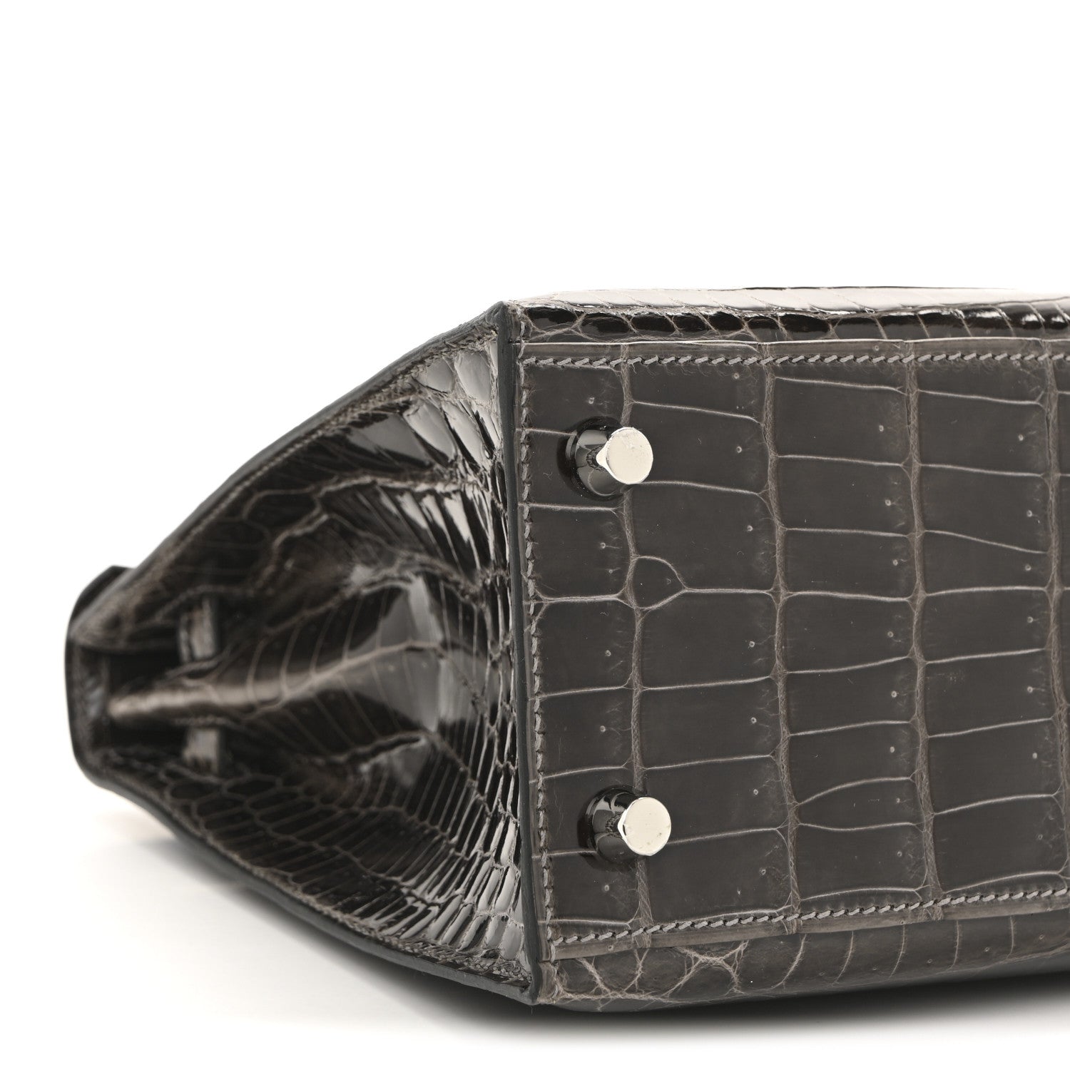 Hermes Shiny Niloticus Crocodile Kelly Sellier 25 Graphite 11 of 14