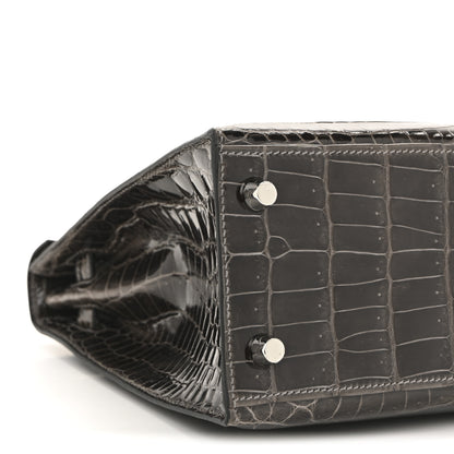 Hermes Shiny Niloticus Crocodile Kelly Sellier 25 Graphite 11 of 14