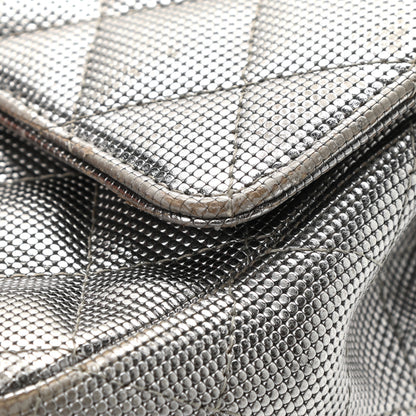 Chanel Metallic Calfskin Quilted Pixel Effect Mini Rectangular Flap Dark Silver 13 of 16