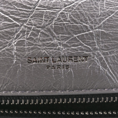 Saint Laurent Crinkled Calfskin Matelasse Monogram Large Niki Chain Satchel Storm 6 of 12