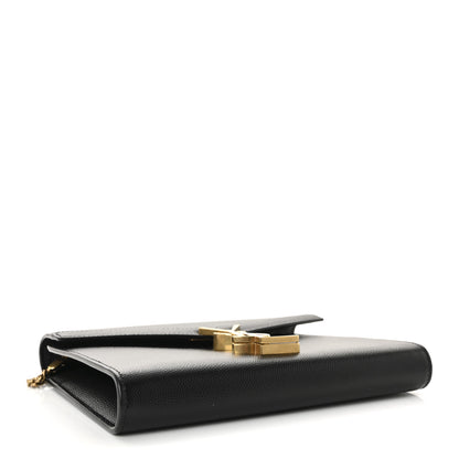 Saint Laurent Grain De Poudre Monogram Cassandra Chain Wallet Black 4 of 10