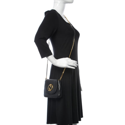 Gucci Pebbled Calfskin Small 1973 Chain Shoulder Bag Black 2 of 11