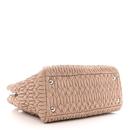 Miu Miu Nappa Matelasse Swarovski Crystal Tote Cammeo 4 of 14