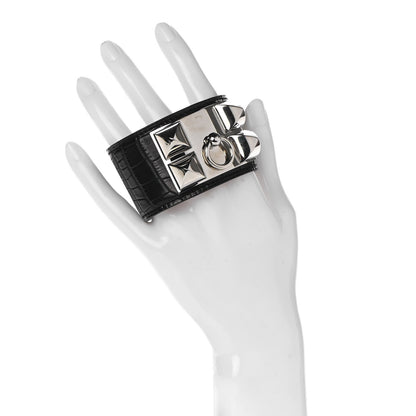 Hermes Shiny Alligator Collier de Chien CDC Bracelet S Black 2 of 8