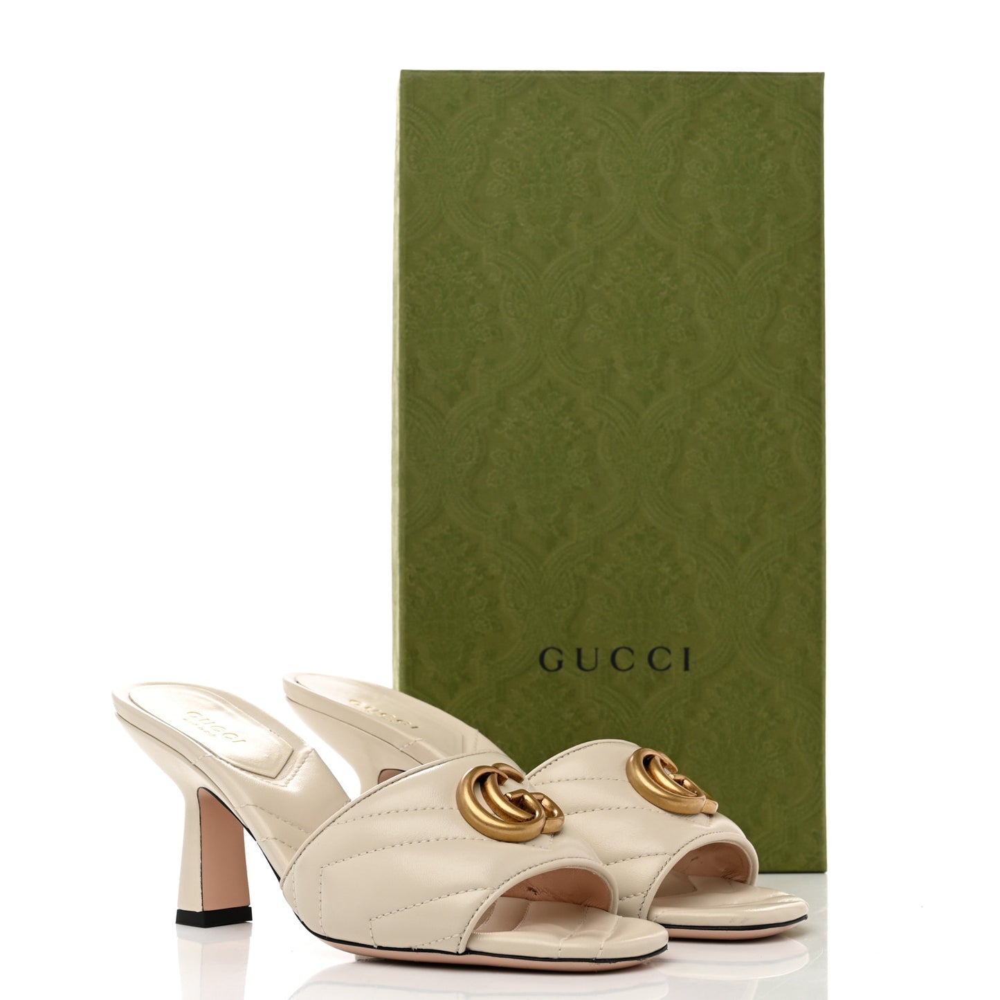Nappa Matelasse GG Marmont 75mm Slide Sandals 36.5 Mystic White