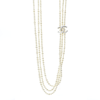 Chanel Pearl CC Multi Strand Long Necklace Light Gold 1 of 6
