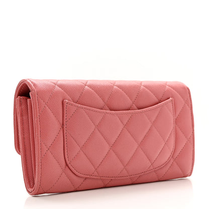 Chanel Caviar Quilted Long Flap Wallet Dark Pink 3 of 9