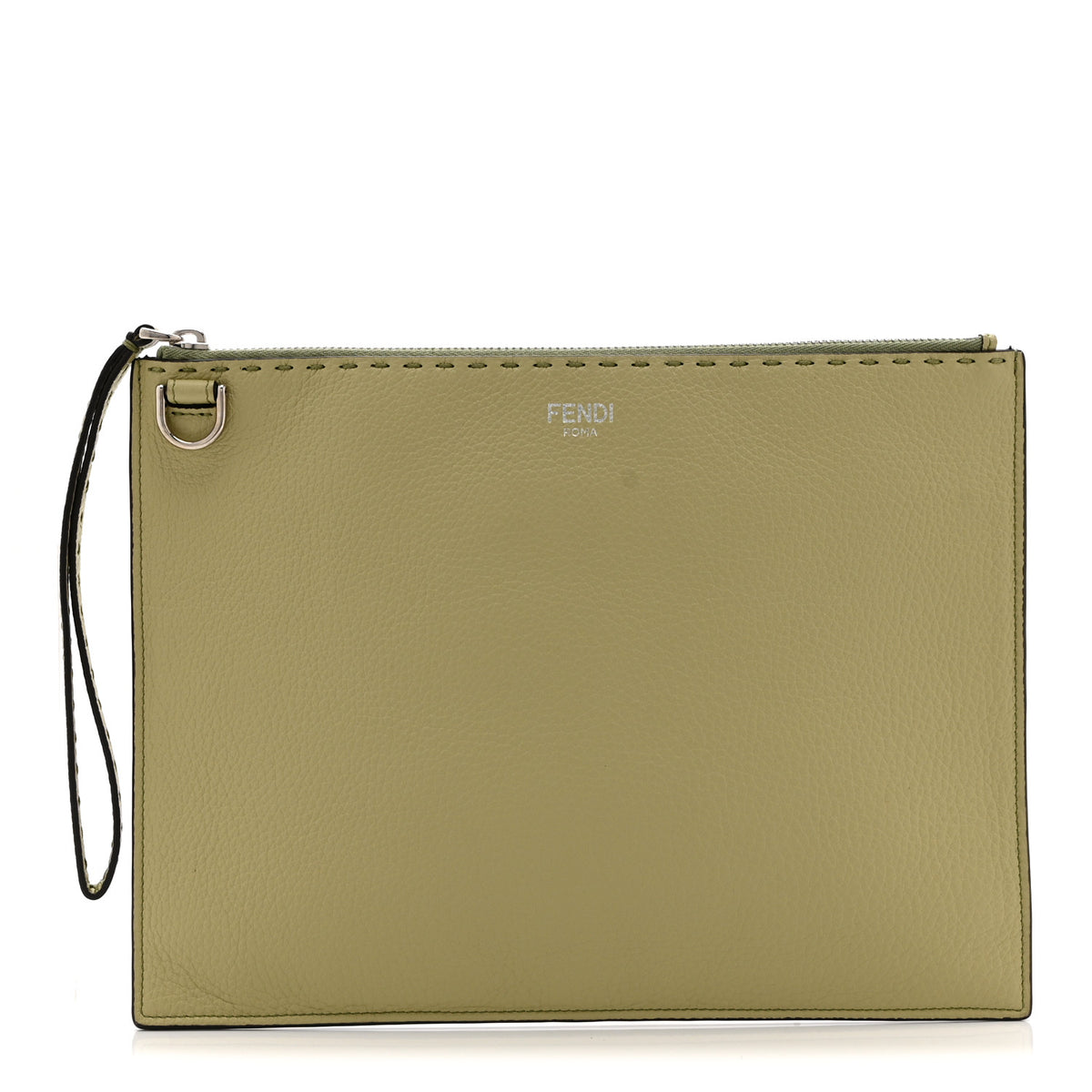 Fendi Cuoio Romano Selleria Large Flat Pouch Green Tea 1 of 12