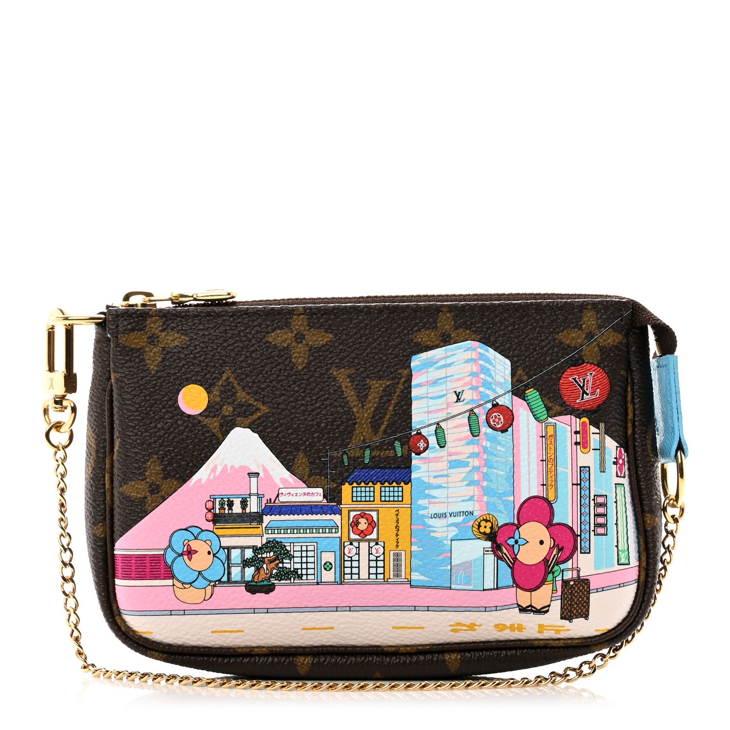 LOUIS VUITTON Monogram 2022 Christmas Animation Tokyo Mini Pochette Accessories in the color blue by FASHIONPHILE