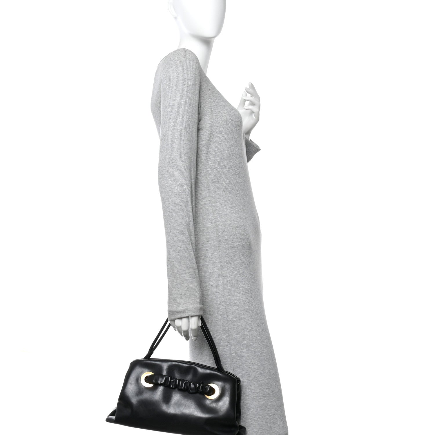 Celine Smooth Calfskin Eyelet Small Top Handle Bag Black 1844367