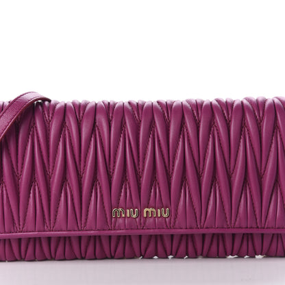 Miu Miu Nappa Matelasse Wallet On Chain Fuxia 9 of 9